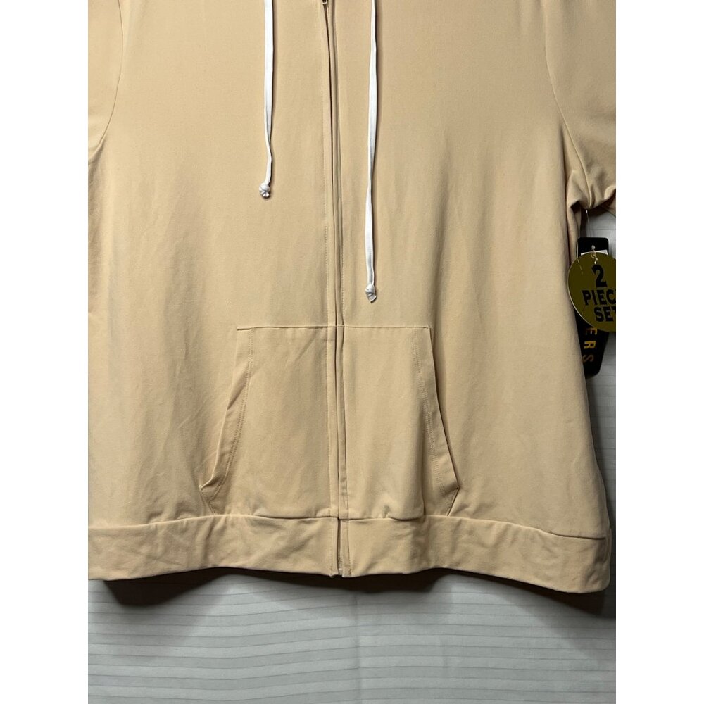 feathers Beige Hoodie & Legging Set with White Side Stripes - Picture 14 of 16